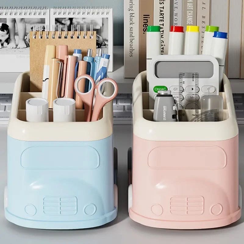 3 Compartment Van Desktop Organizer, Desk Organizer Storage Bucket, Cute Student Stationery Holder, Multifunctional Stationery Pencil Organizer, Large Capacity Desktop Storage Box, Cute Desktop Decoration Accessories 3 Compartment Van Desktop Organizer, Desk Organizer Storage Bucket, Cute Student Stationery Holder, Multifunctional Stationery Pencil Organizer, Large Capacity Desktop Storage Box, Cute Desktop Decoration Accessories